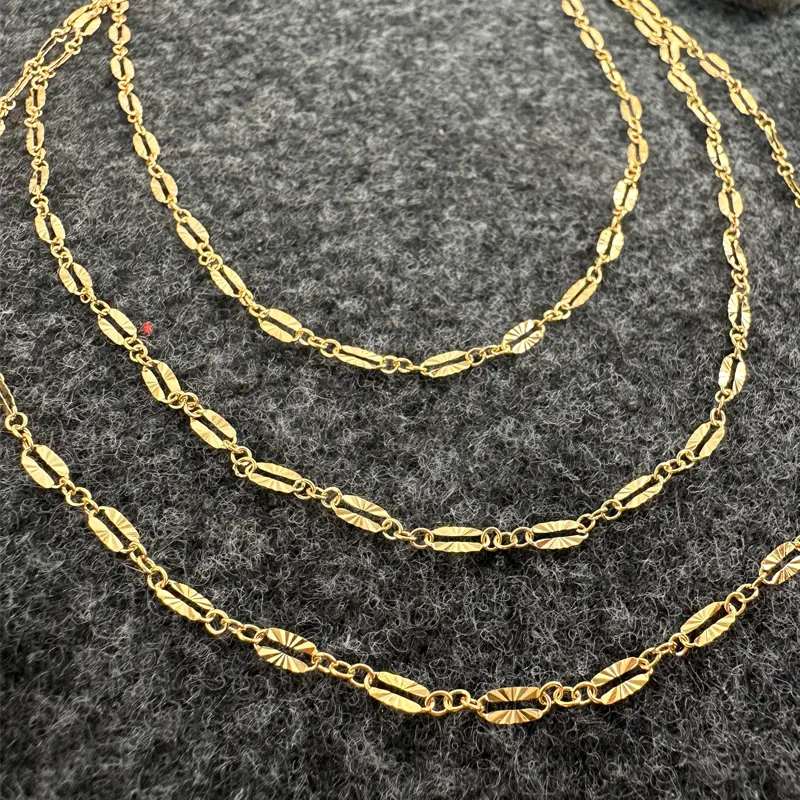 Gold-Filled Long and Short Starburst Sequin Chain Footage